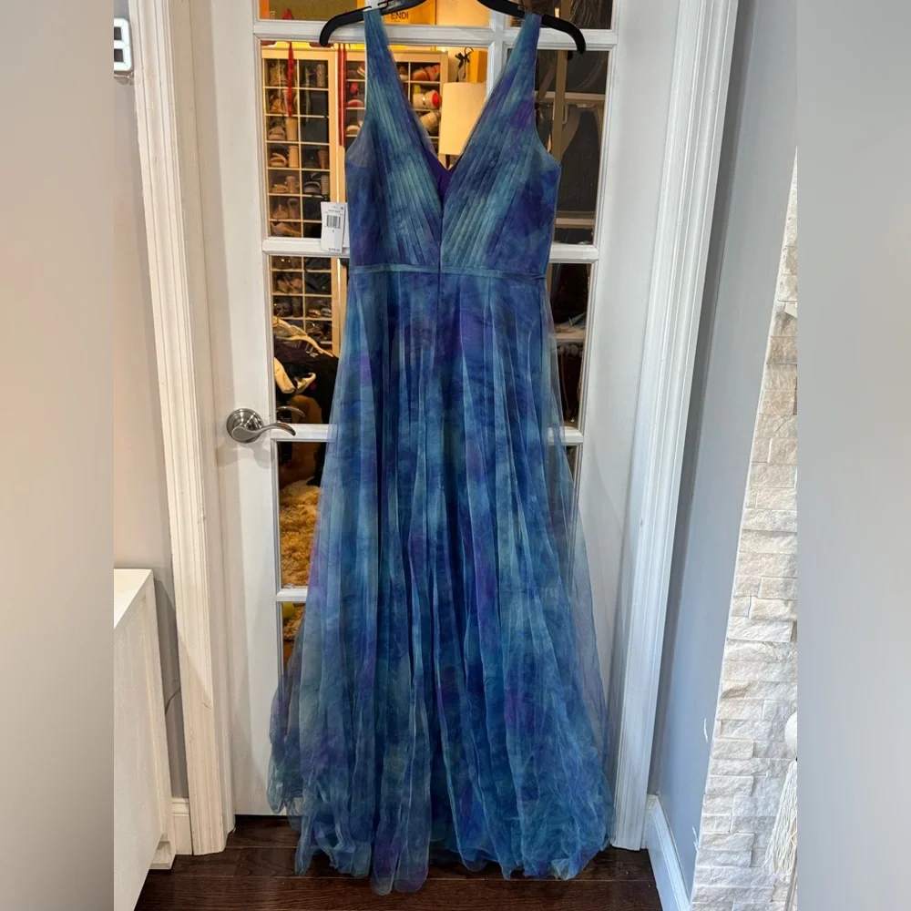Rene Ruiz Blue Ombre Pleated Dress - Picture 4 of 6
